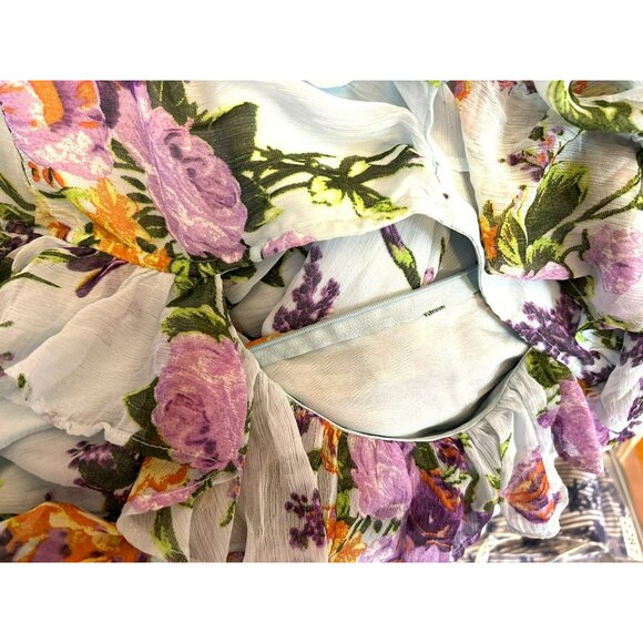 ASOS Design Womens Blue Hi Low Floral Plus Size Dress Side Cut Outs 18 Fairycore - Picture 5 of 6